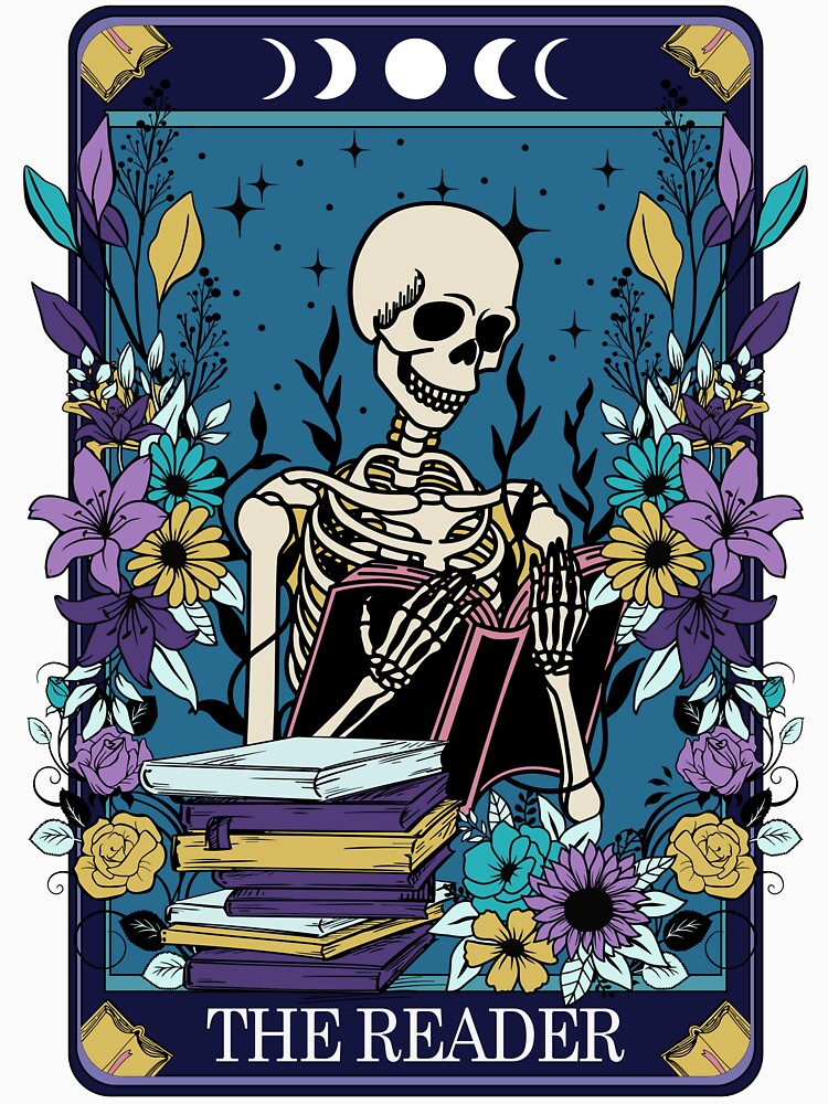 Funny tarot card with skeleton - the Reader by JuliaPop