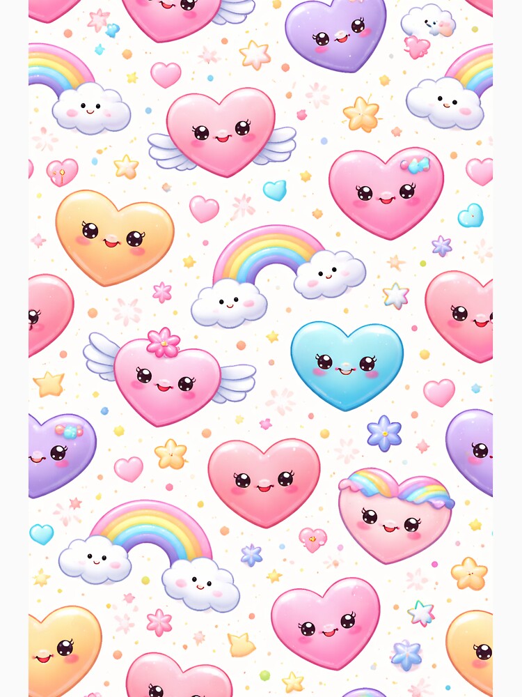 Cute Kawaii Hearts Pattern – Pastel Love Design by DrizzyV