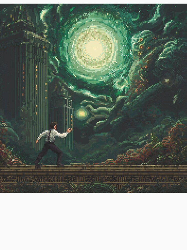 Pixel Art Deco Depths – Retro Sci‑Fi Noir Artwork by Pixel8Prints