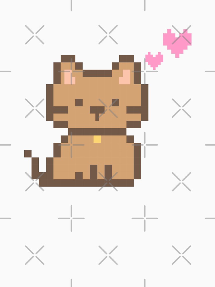 Pixel Cute Cat with Hearts by Horizonie