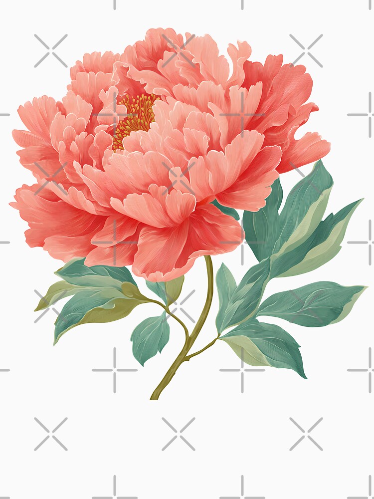 Peony Flower Illustration – Elegant Botanical Floral Art by BobaBunny76