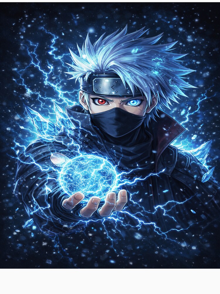 Ice Lightning Ninja Anime Sticker ❄️⚡ | Frost Power Warrior Hoodie Design | Cool Blue Anime Aesthetic by SSVSTICKERS