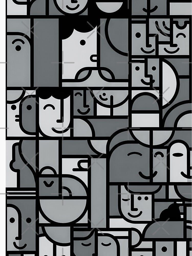 Bauhaus Abstract Faces Mosaic by Timegraf