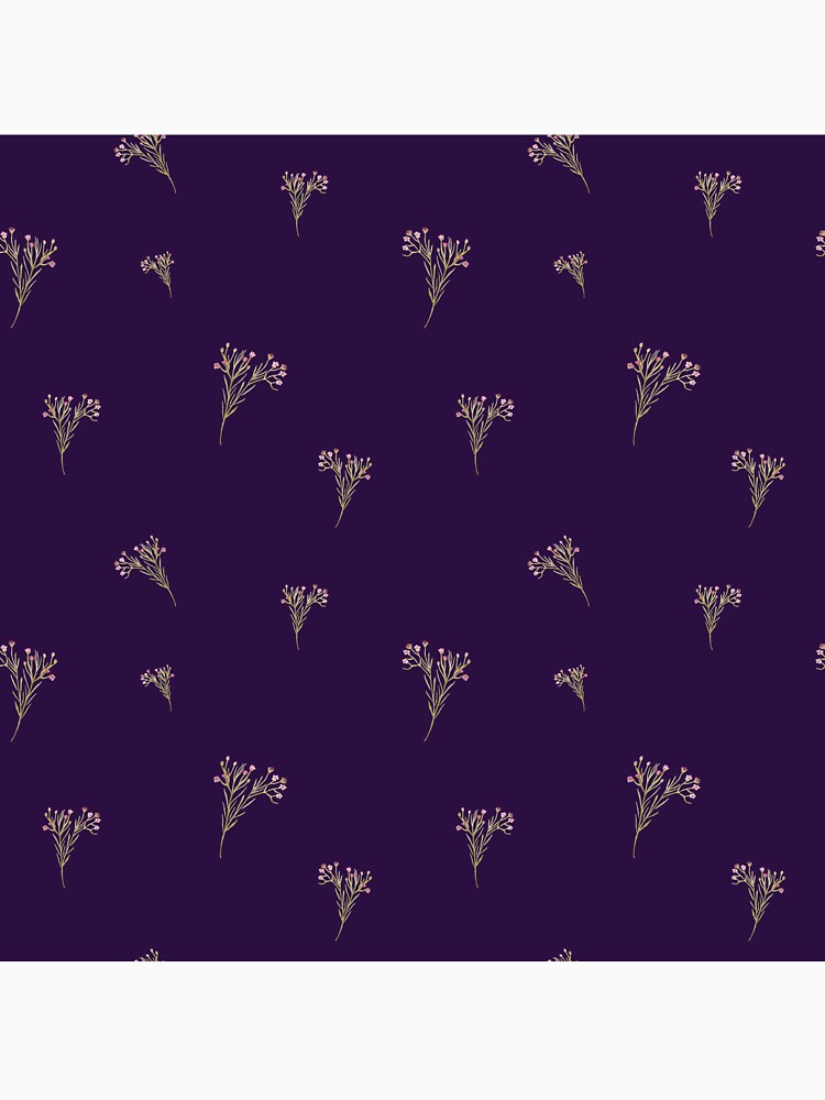Branch pink flower floral pattern watercolor violet by Yana Mustafina | Boho Soulful Designs