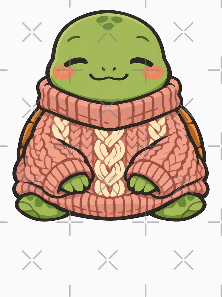 Cozy Sea Turtle in Oversized Knit Sweater Cute Comfort Aesthetic by zoughlal