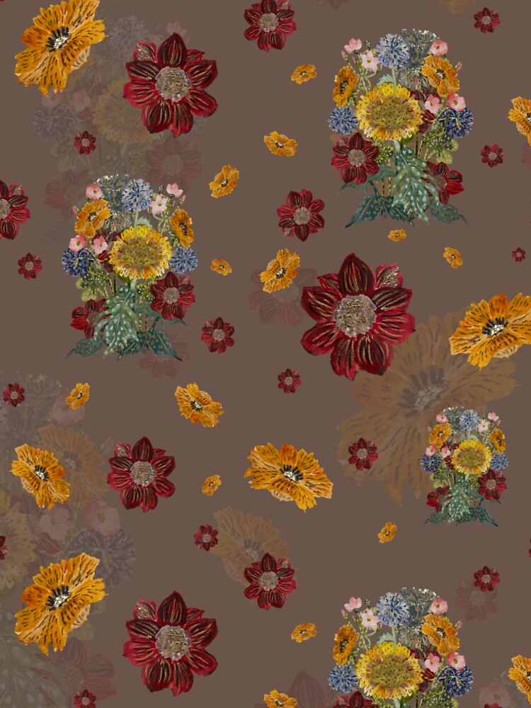 Bouquet flower seamless pattern on dusty pink background by Yana Mustafina | Boho Soulful Designs