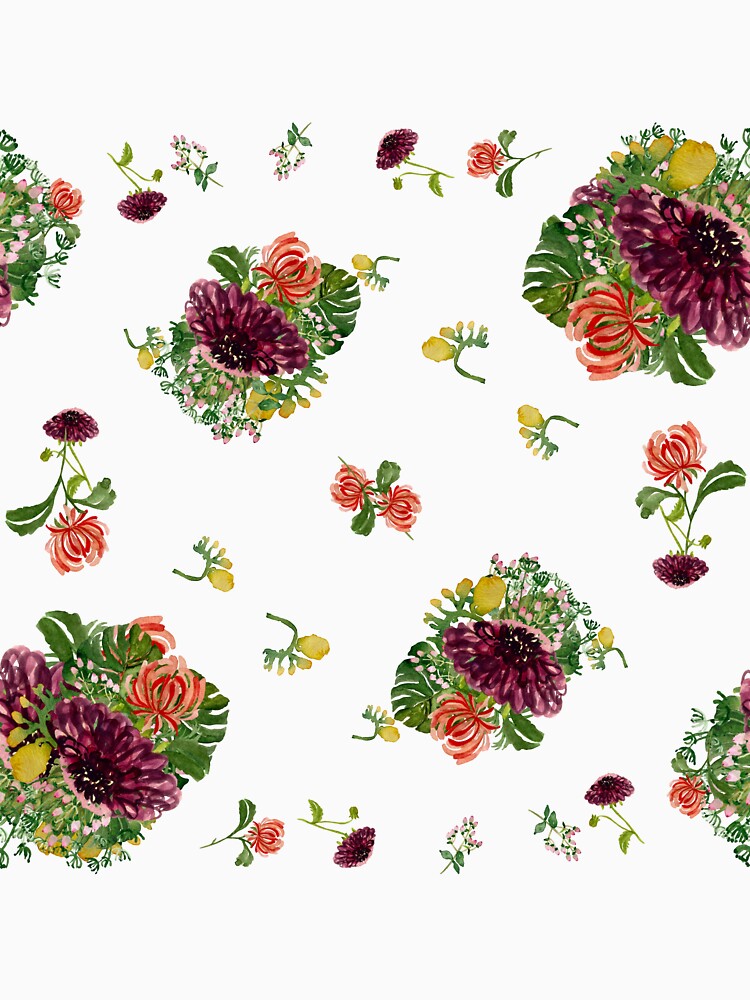 Dahlia palm flower pattern a watercolor sketch by Yana Mustafina | Boho Soulful Designs
