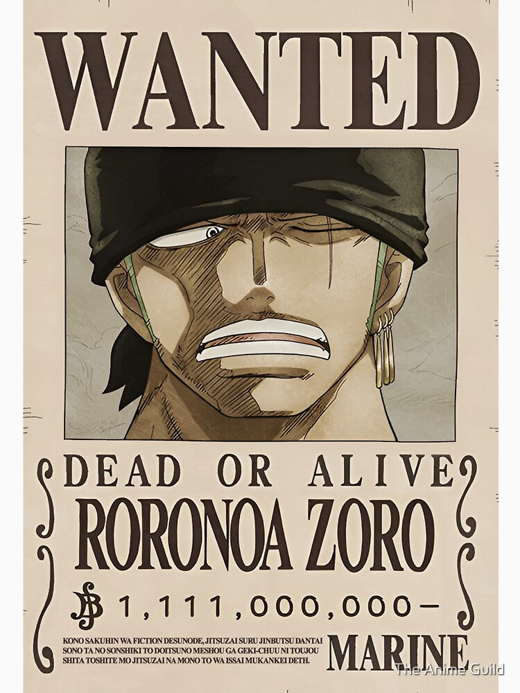 Roronoa Zoro Wanted Poster by The Anime Guild