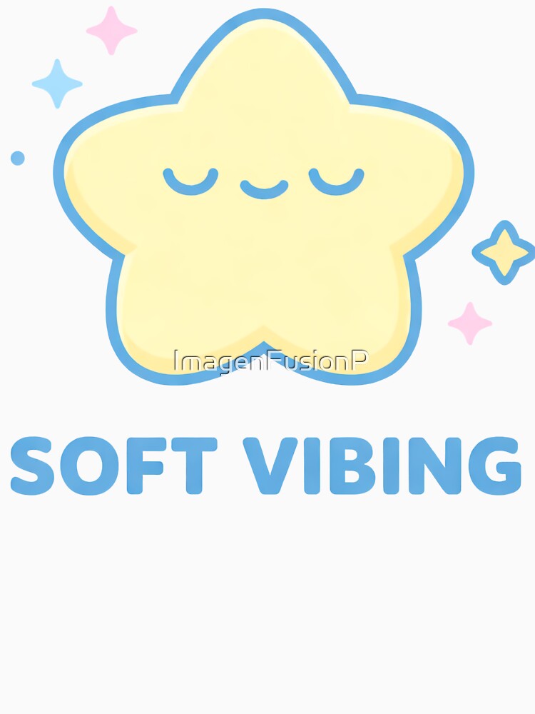 Soft Vibing – Cute Kawaii Sleepy Star With Sparkles by ImagenFusionP