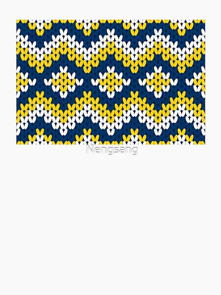Native ethnic zigzag knitted pattern in blue and yellow tones. by Nengsang