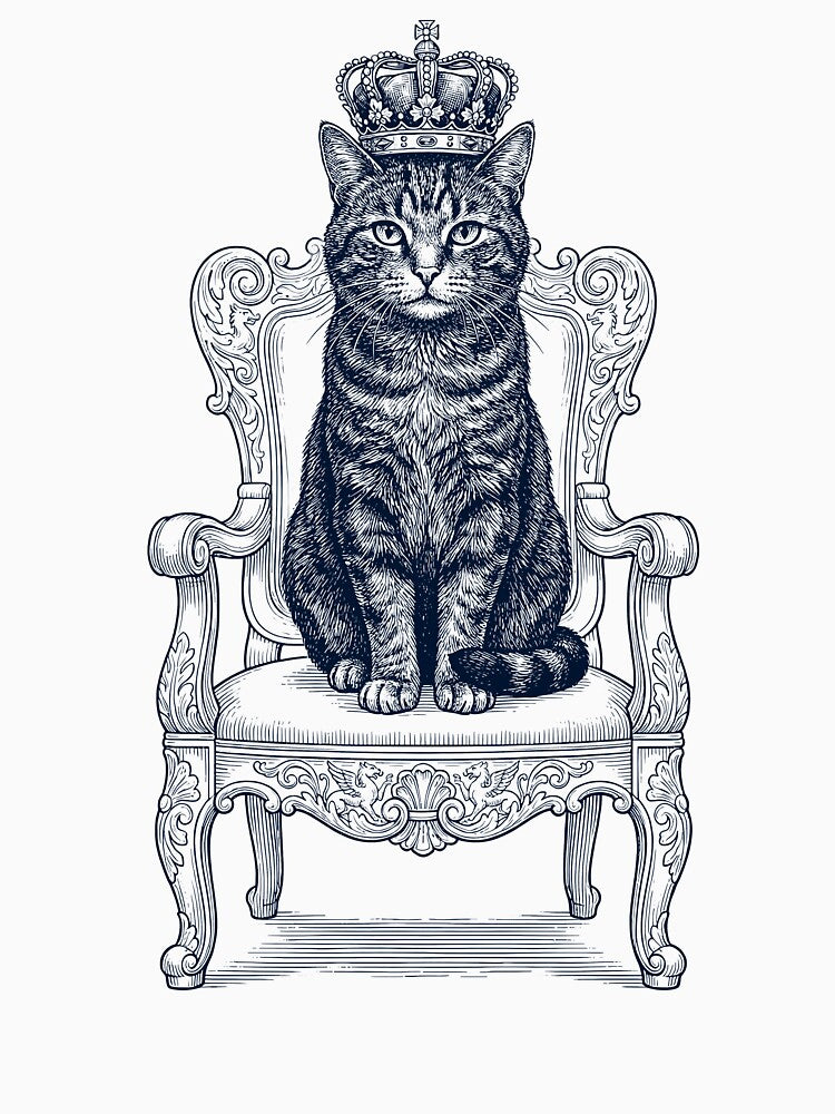 Vintage Cat King Crown Funny Animal Lover by DoodleTortle
