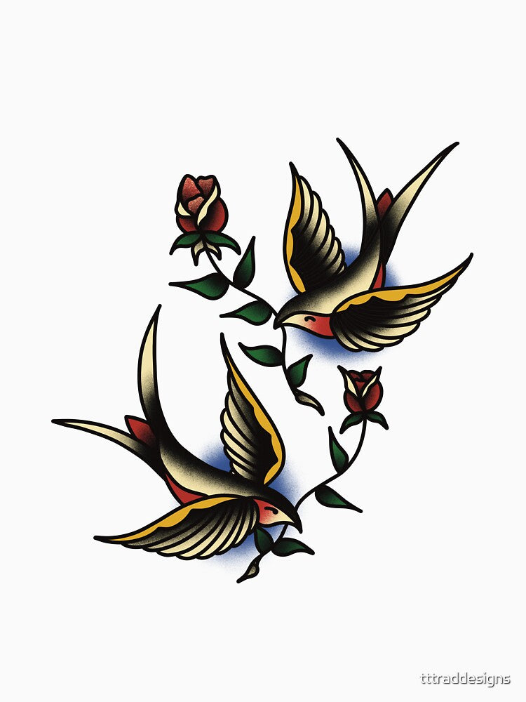 Traditional Tattoo Swallows by tttraddesigns