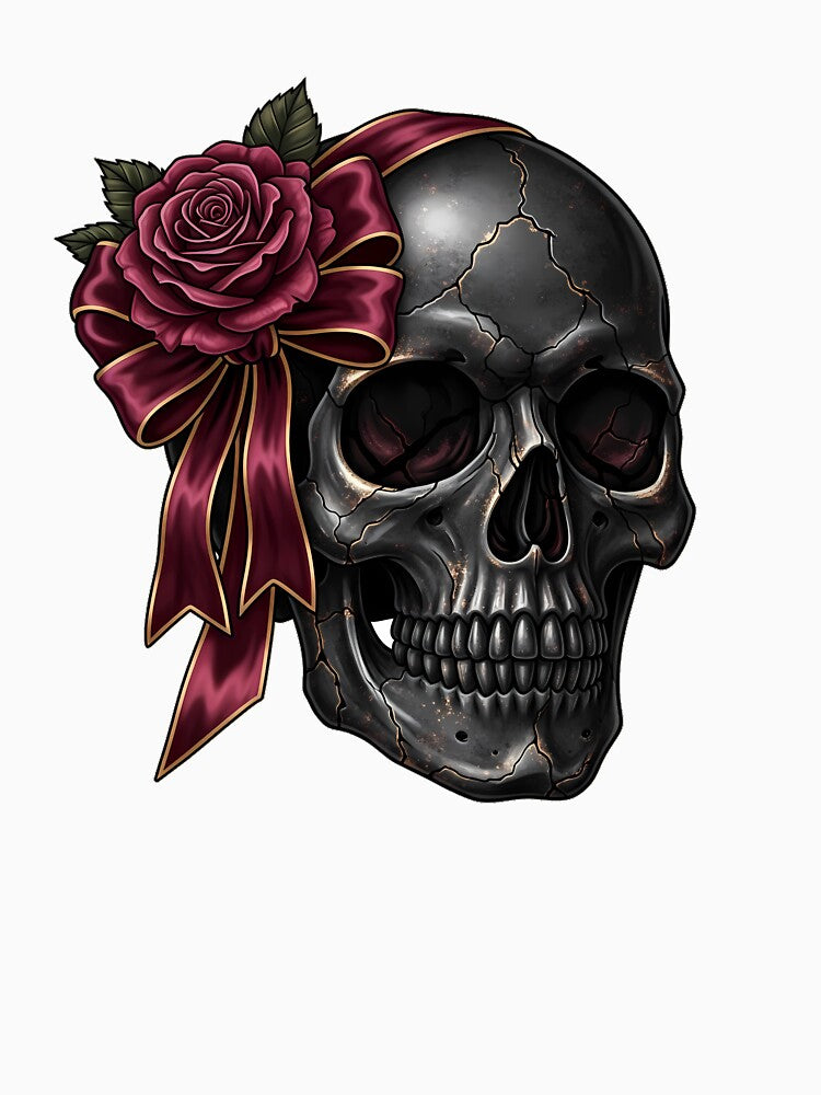 Velvet Bow Skull Rose by IllumeInk