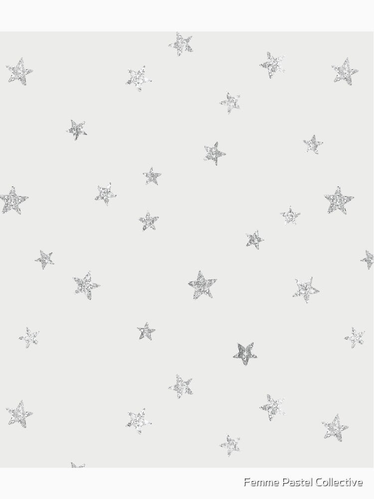 Pretty Y2K Glitter Stars Design in Silver by Femme Pastel Collective