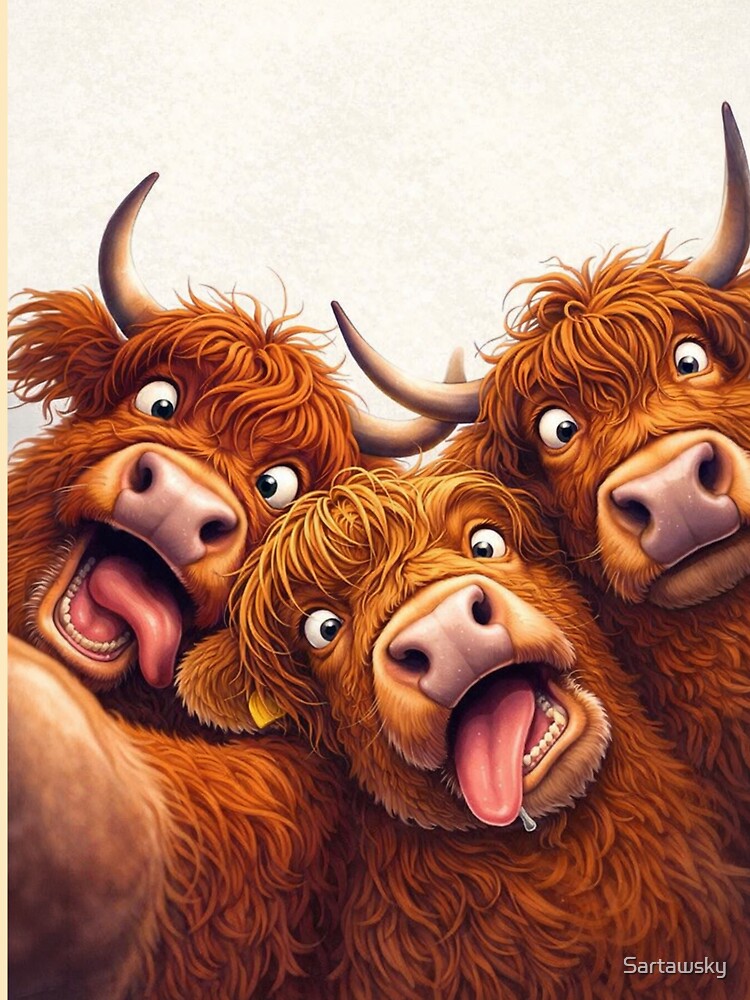 Chaotic Scottish Cow Selfie by Sartawsky