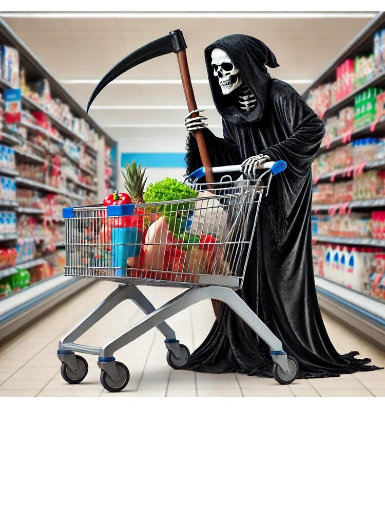 Grim Reaper's Day Off - Humorous Cartoon Art by Design Delinquent