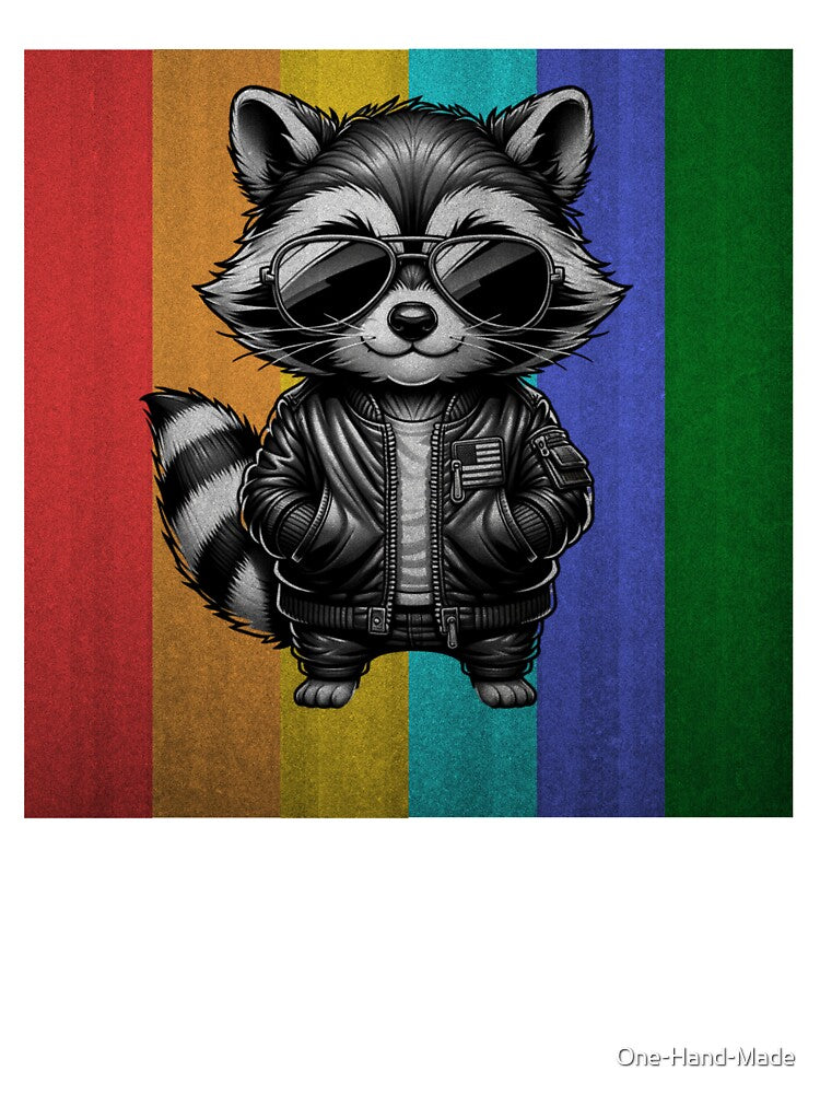 Raccoon in leather jacket by One-Hand-Made