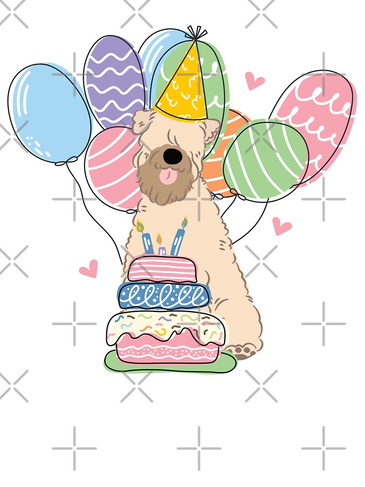 Cream Soft Coated Wheaten Terrier Dog Birthday Party by Lulupainting