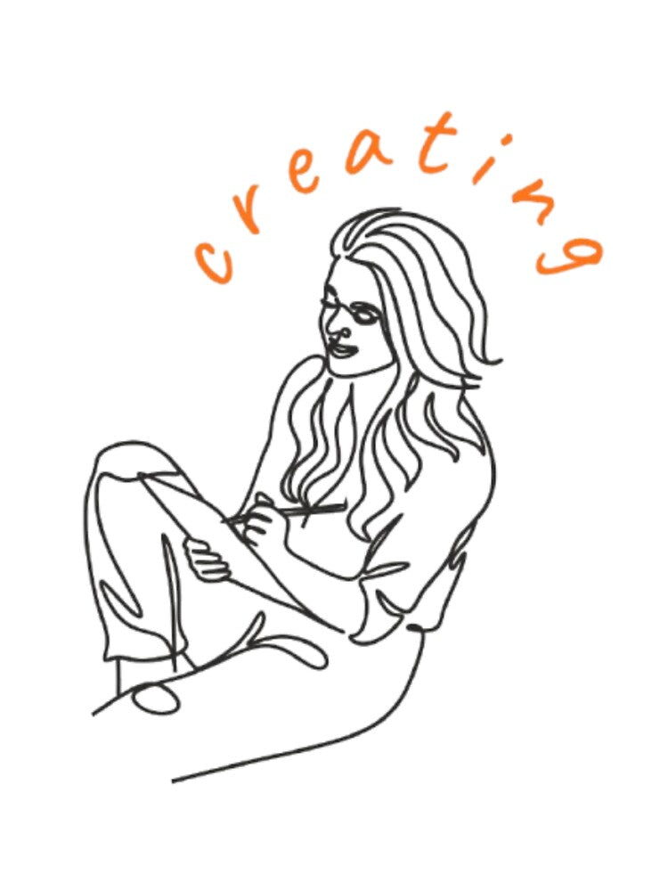 Creative Woman Sketching | Artist Life Line Art | Creativity Aesthetic Drawing Design by SOLIORA  ATELIER