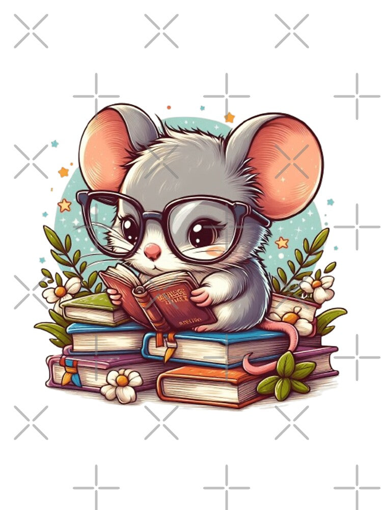 Back to school cute mouse reading books by Culmika
