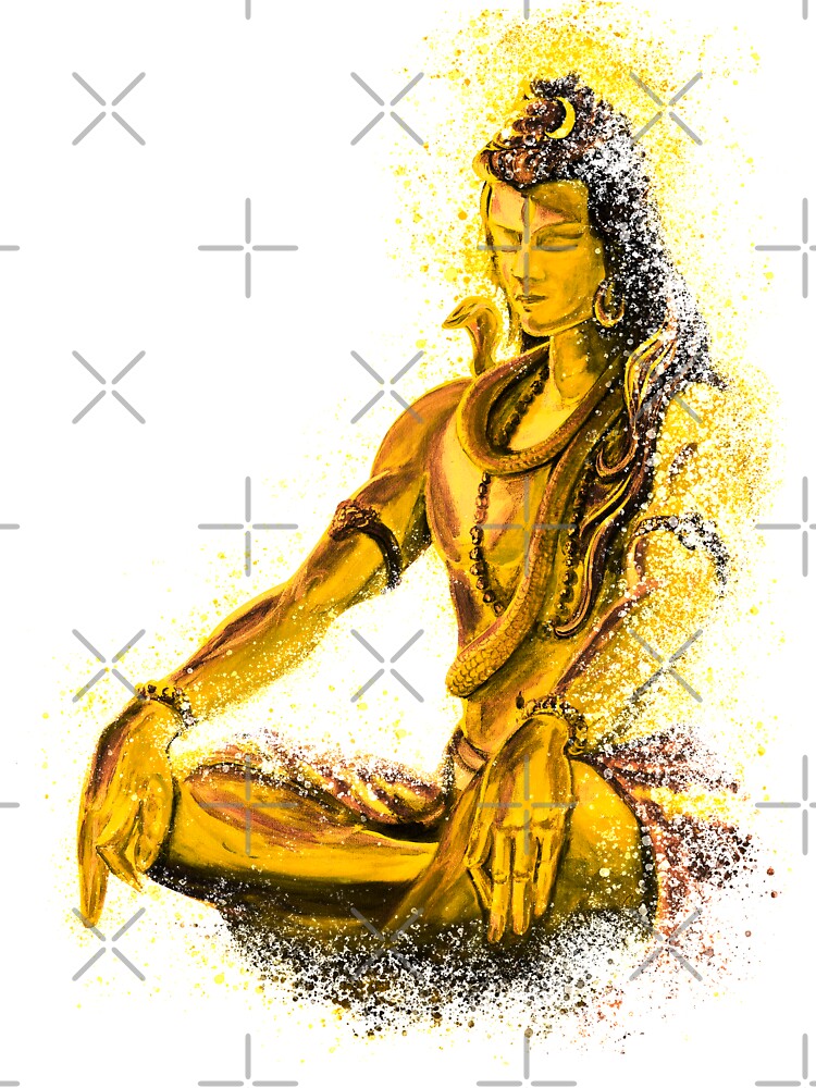 Eternal Shiva in deep Meditation -Vibrant yellow by A little more Whirl
