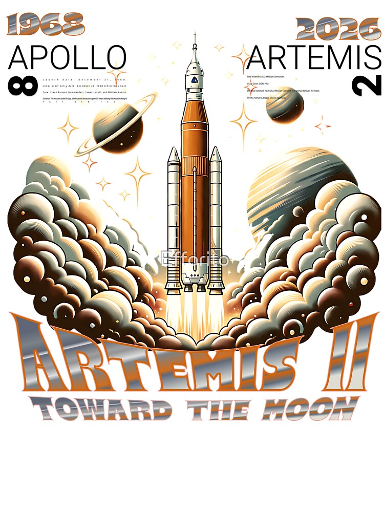 Artemis II Lunar Mission 2026 -Artemis II Toward The Moon Retro Space by Efforito