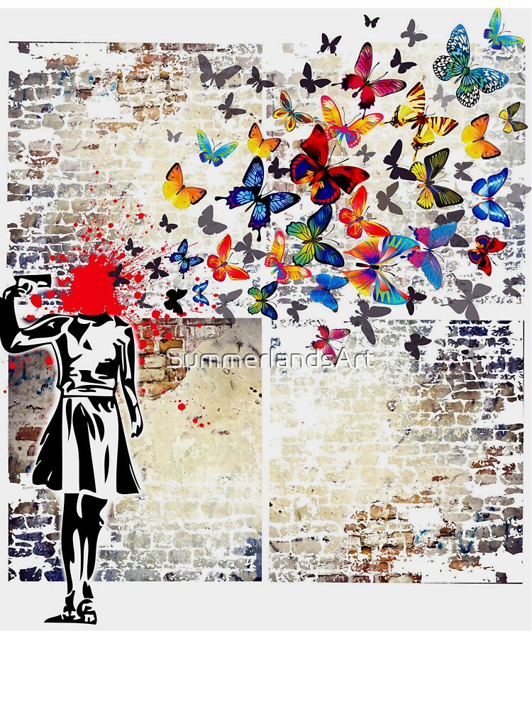 Banksy Headshot Butterflies by SummerlandsArt
