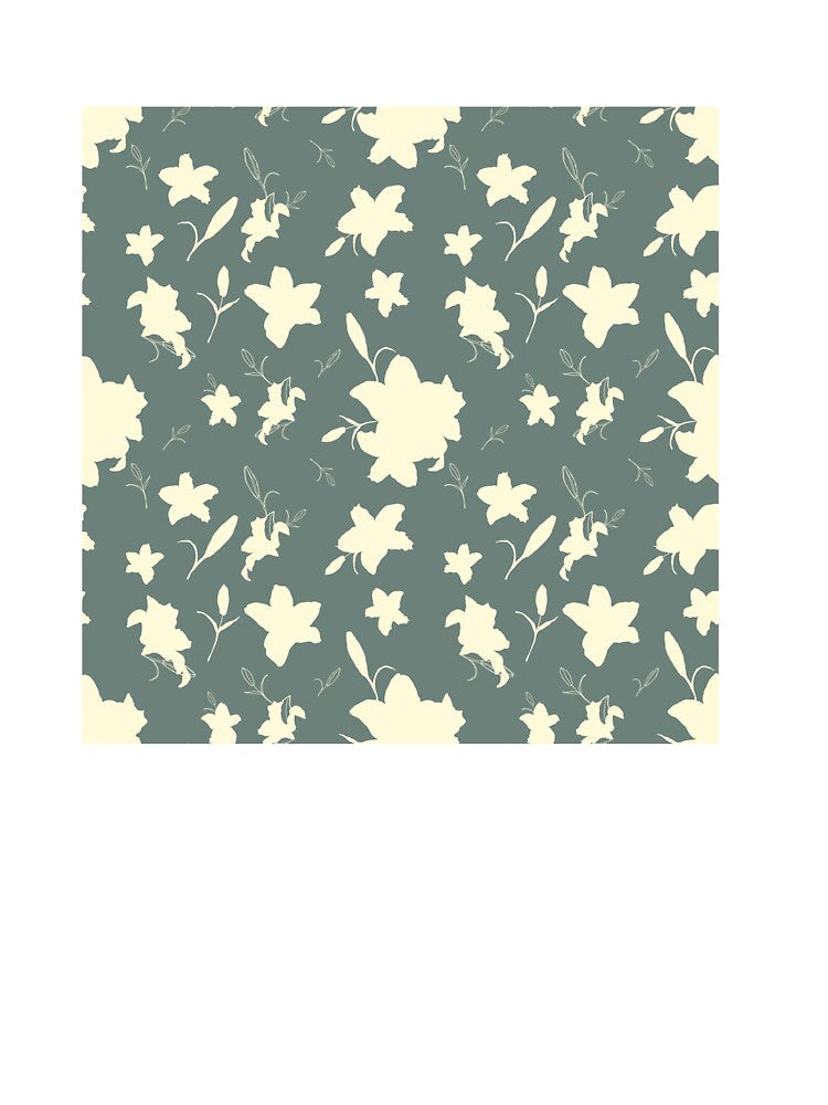 Bohemian Blue and creamy pastel Floral Line Pattern by Yana Mustafina | Boho Soulful Designs