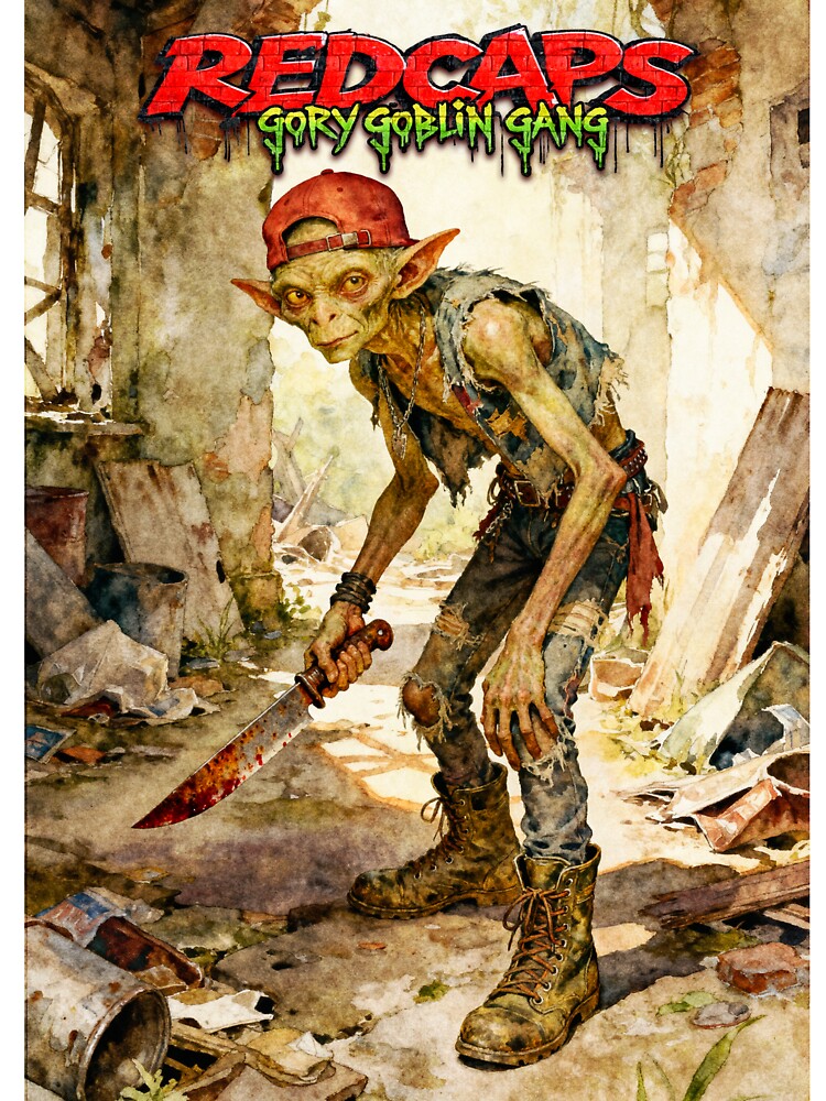 Redcap goblin with knife in ruins by alvarlunafae