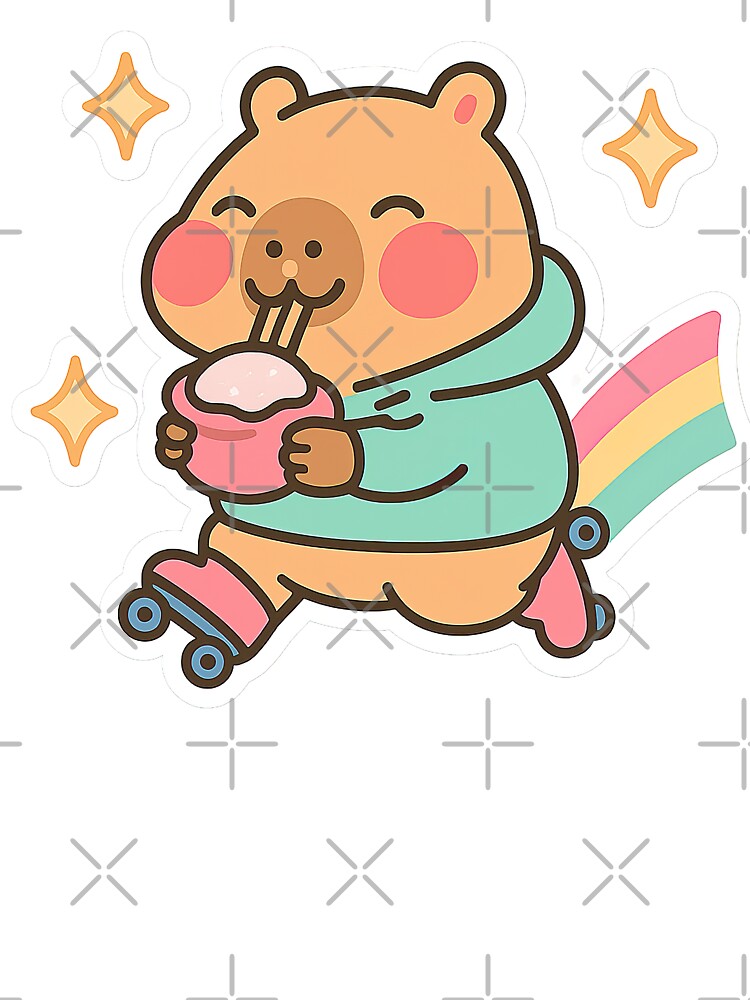 Kawaii Capybara, Kawaii Capybara Roller Skating by graphic-genie