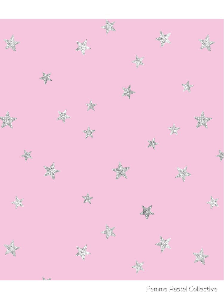 Pretty Y2K Glitter Stars Design in Hot Pink by Femme Pastel Collective