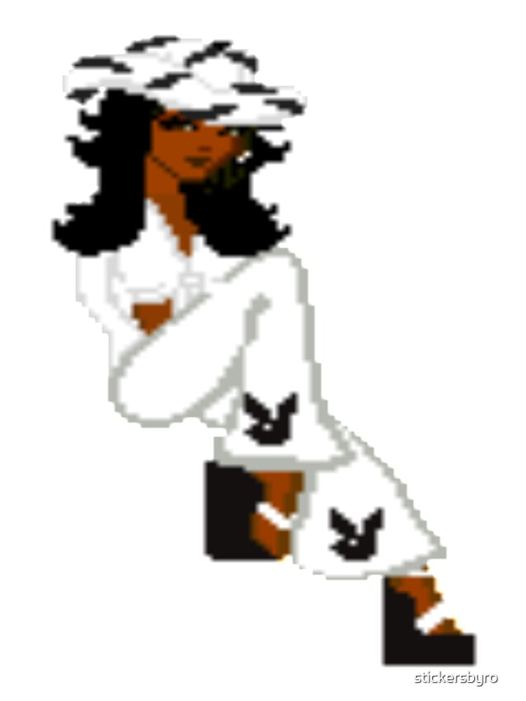 dollz mania pixelated doll playboy 2000s black hair pretty girl by stickersbyro ☆