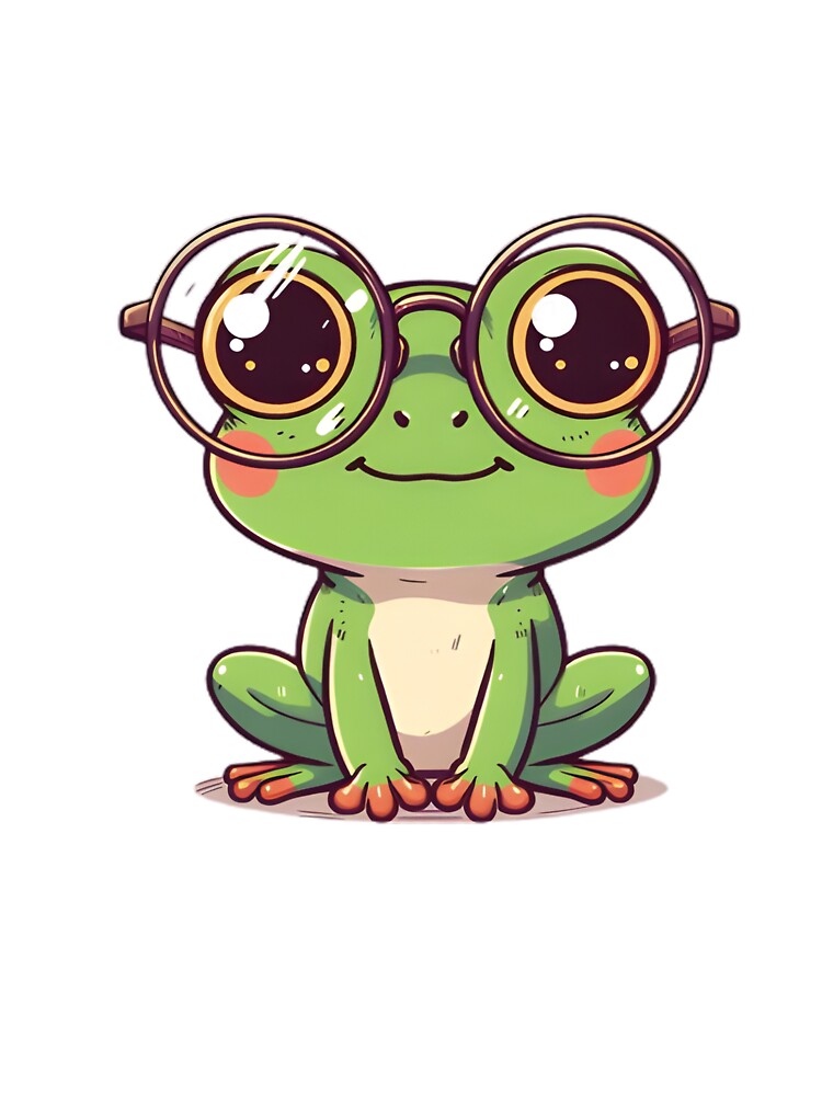 Adorable Green Frog Wearing Oversized Round Glasses by PholPol1959