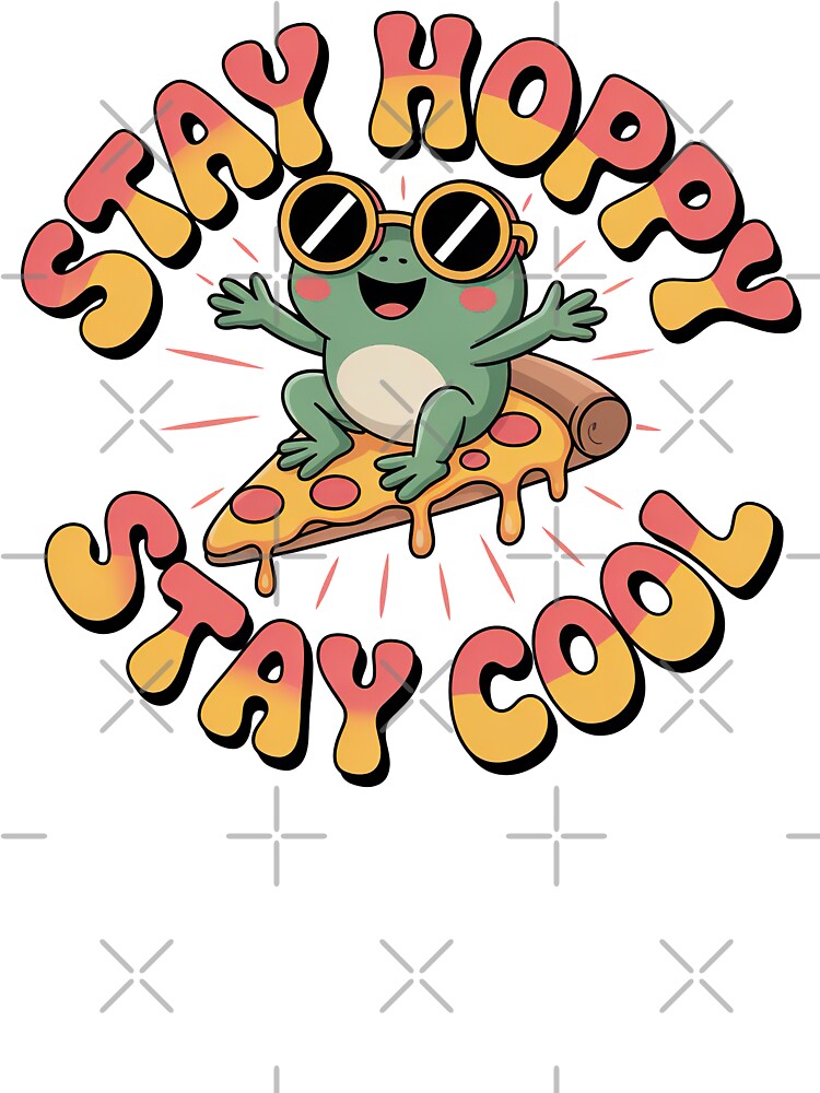Kawaii Frog, Cute Kawaii Frog Riding On A Pizza Slice by graphic-genie