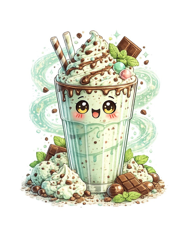 Mint Chocolate Chip Milkshake Kawaii by redsharkuk