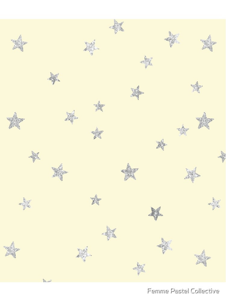 Pretty Y2K Glitter Stars Design in Baby Yellow by Femme Pastel Collective
