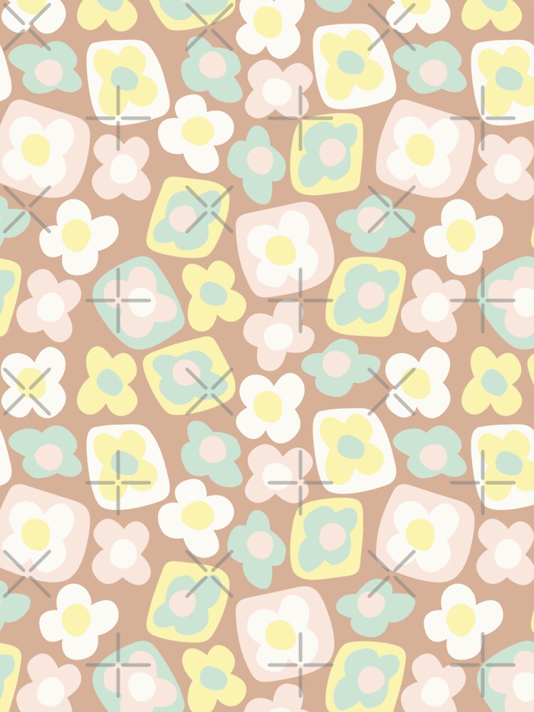 BOHO BOXY MODERN FLOWER PATTERN BROWN PASTELS by blomastudios