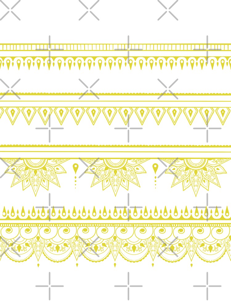 South asian patterns yellow on black by Chaoticzarts