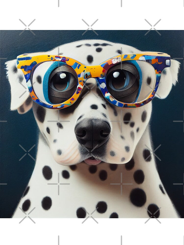 Dalmatian wearing colorful nerd glasses by Studiowatermars