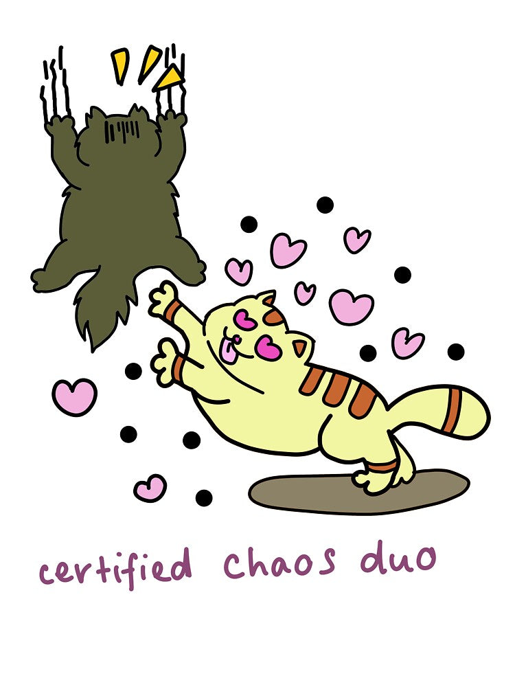 Certified Chaos Duo Cat Funny Cartoon by EnricNacar