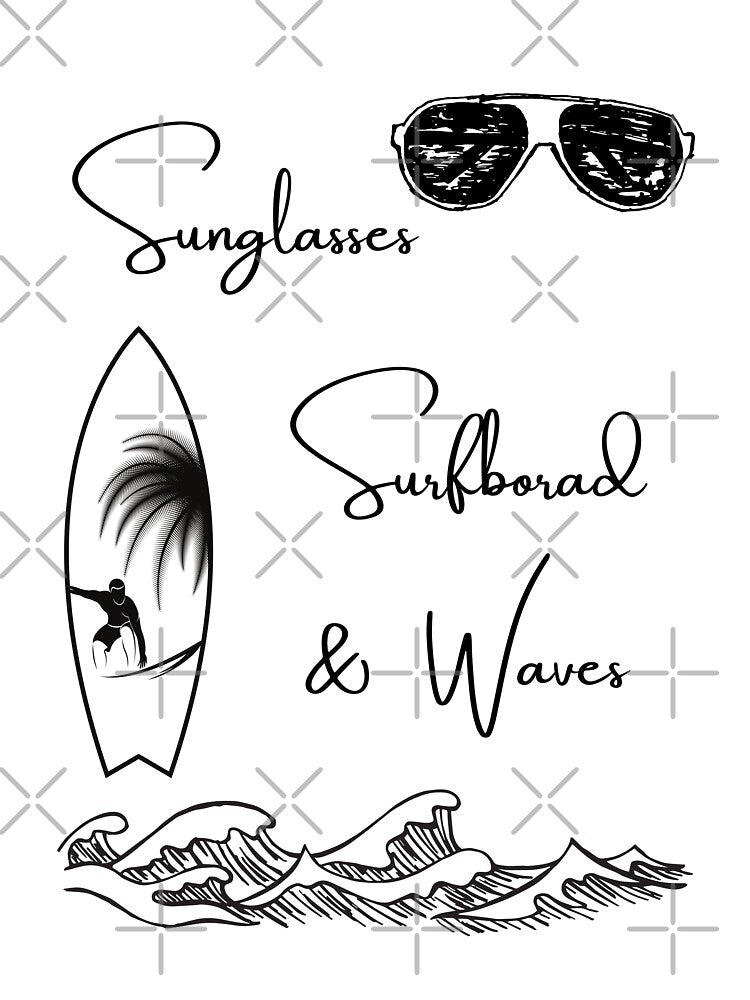 Sunglasses Surfboard and Waves by albix81