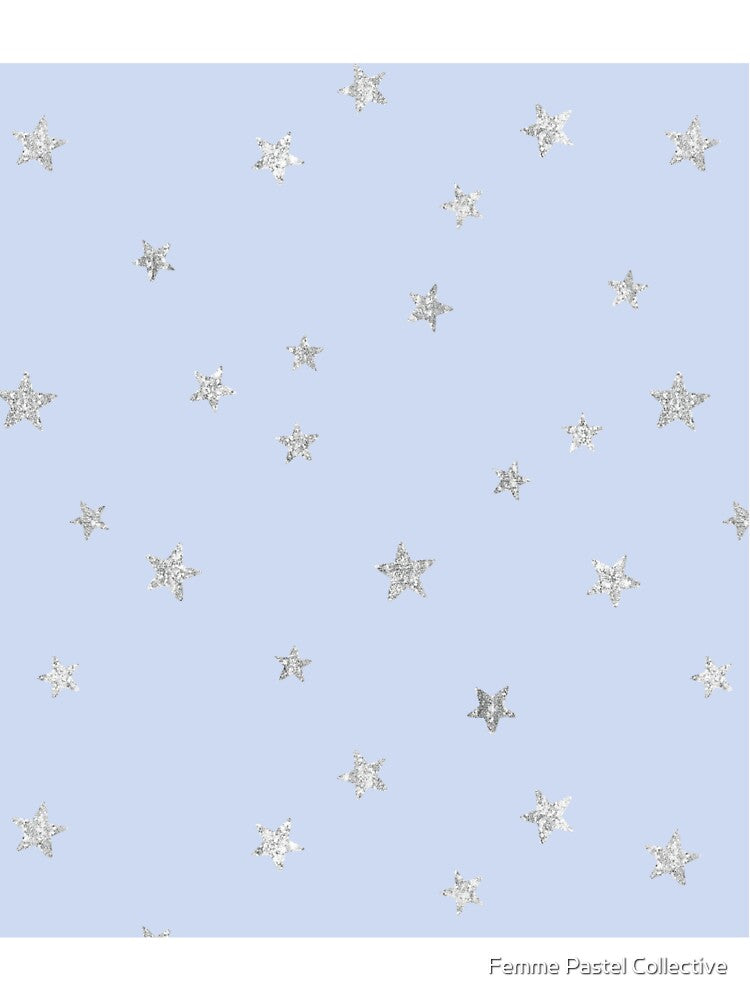 Pretty Y2K Glitter Stars Design in Baby Blue by Femme Pastel Collective