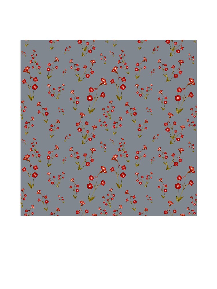 Flower red grey pattern a cute watercolor illustration by Yana Mustafina | Boho Soulful Designs