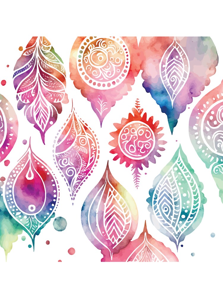 A Bohemian Feather Pastel Watercolor Print - Boho Chic Patterns by GVRDesign