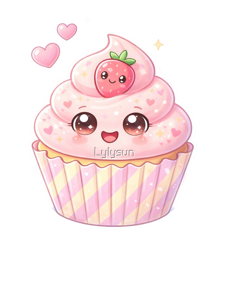 Strawberry Kawaii Cupcake - Pastel Cute Dessert. by Lylysun