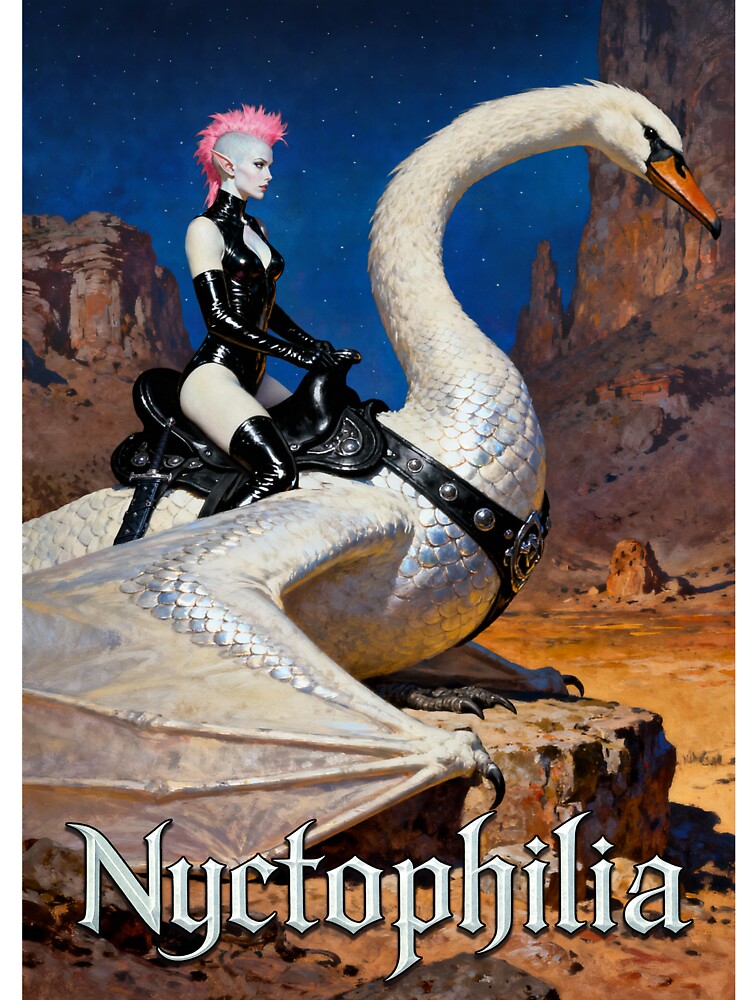Dark elf on a swan dragon by alvarlunafae