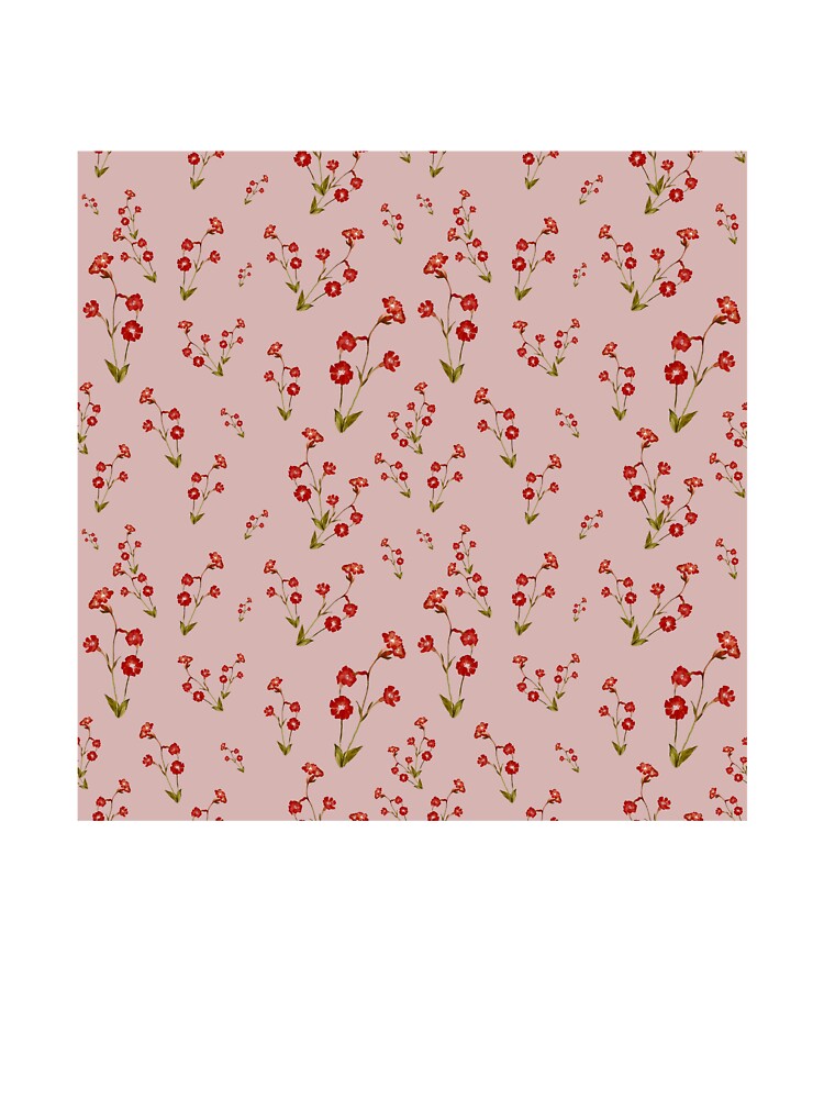 Flower red pink pattern a cute watercolor illustration by Yana Mustafina | Boho Soulful Designs