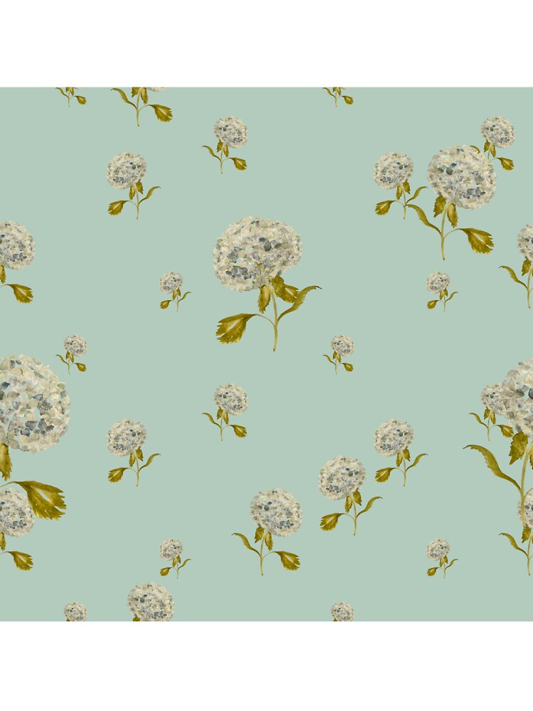 Hydrangea flower cute ornate pattern a watercolor mint by Yana Mustafina | Boho Soulful Designs