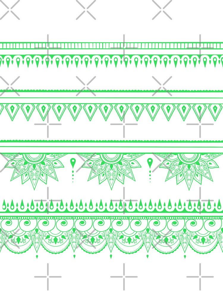 South asian patterns neon green on black by Chaoticzarts