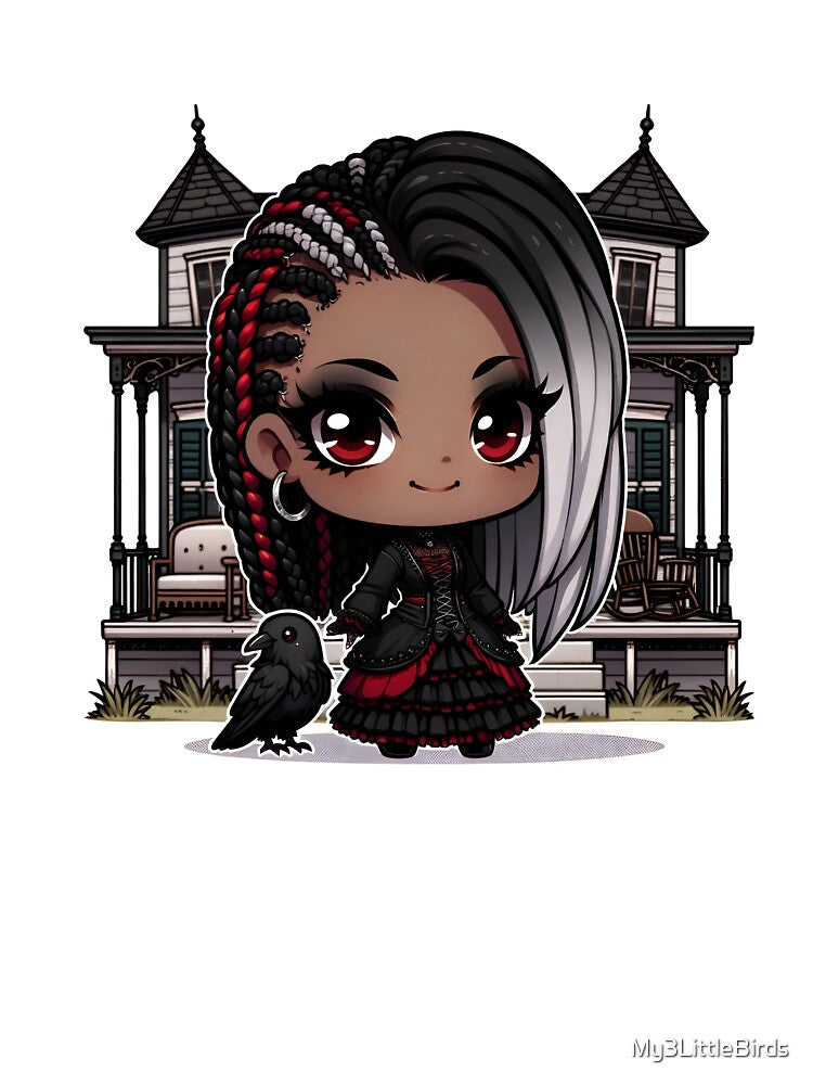 Chibi Goth Girl and Raven by My3LittleBirds